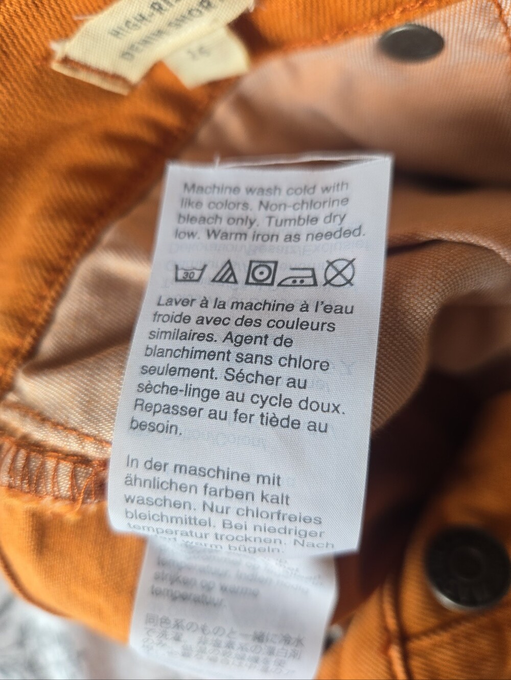 Madewell High-Rise Burnt Orange Button-Fly Denim Frayed Hem Shorts Size 26🧡 - Picture 9 of 10